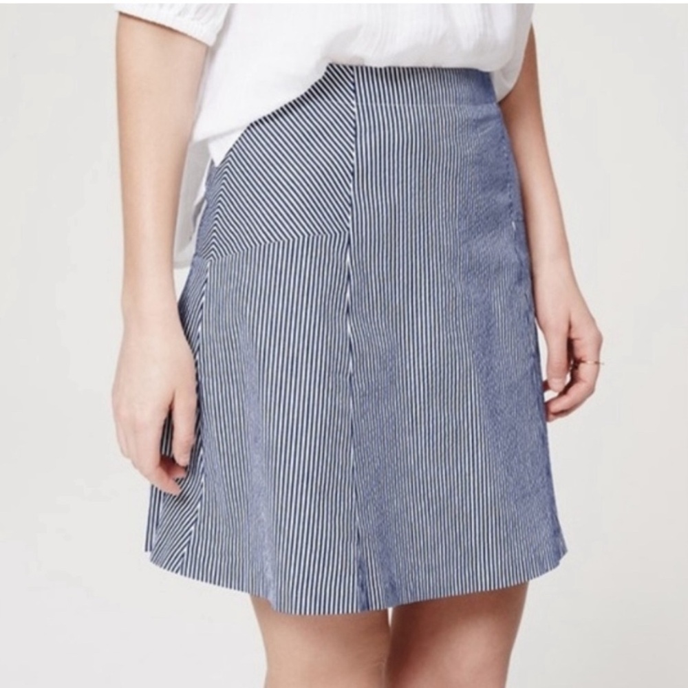 LOFT Seersucker Striped Mini Skirt Size 10